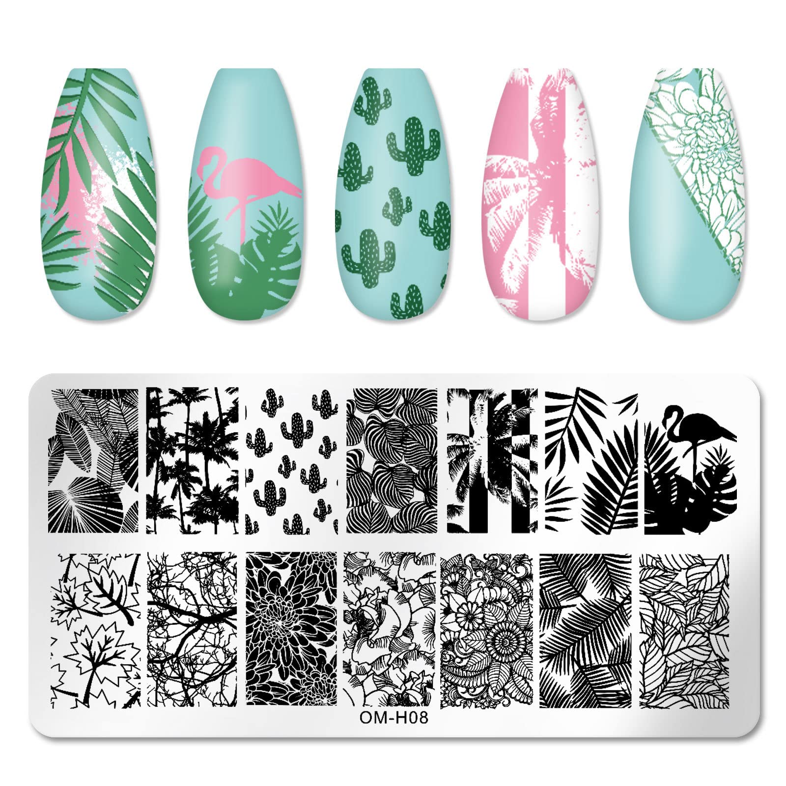 MWOOT 6 Pezzi Stamping Nail Art, Modelli Multipli per Stencil Unghie Nail Art, Unghie Piastre Manicure Nail Piastra, Unghie Timbro Scraper Piatti Templates per Decorazione Unghie