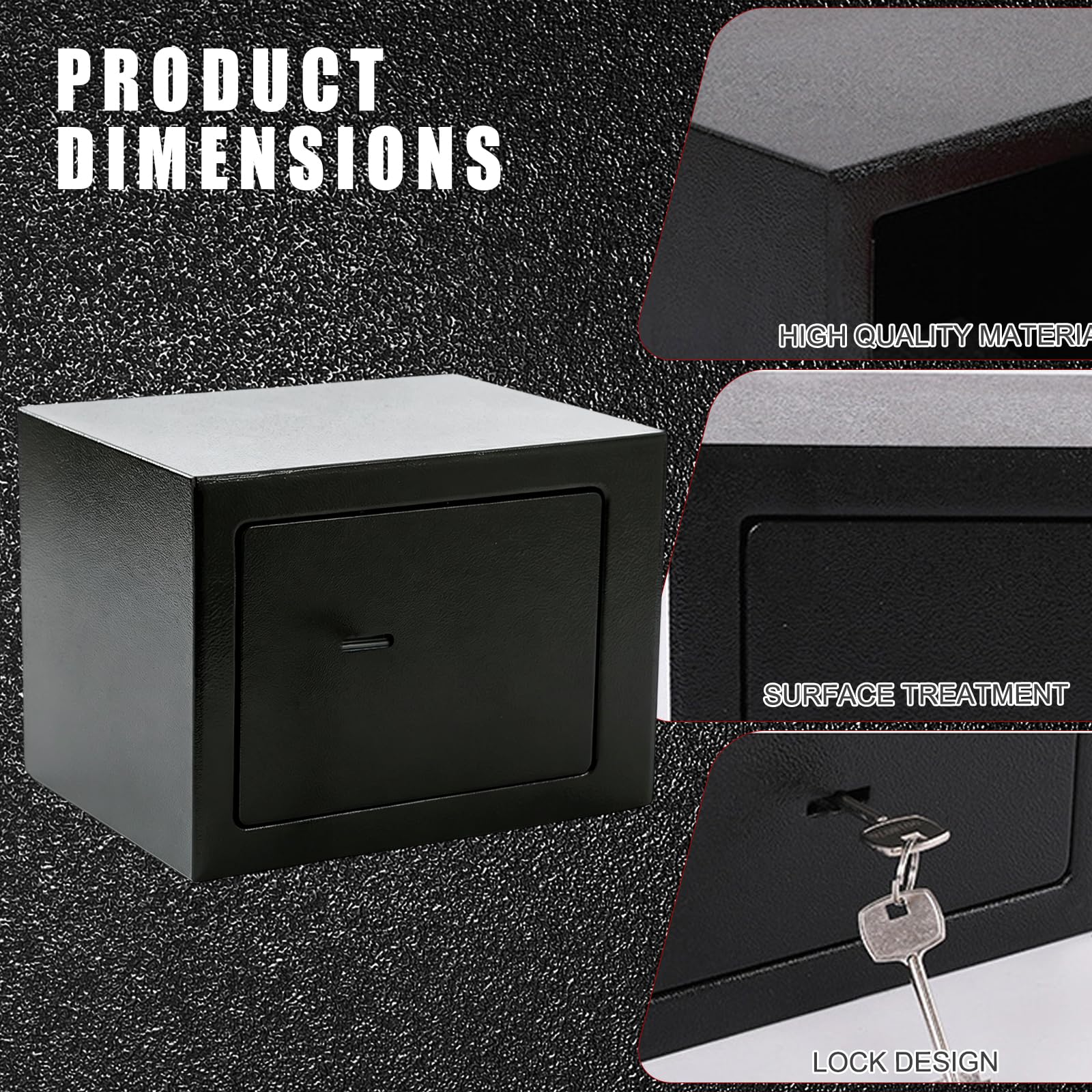 Sejf meblowy z zamkiem dwubrodowym, sejf 23 x 17 x 17 cm, mini skrzynka bezpieczeństwa, sejf do domu, mały sejf meblowy na gotówkę, biżuterię i dokumenty