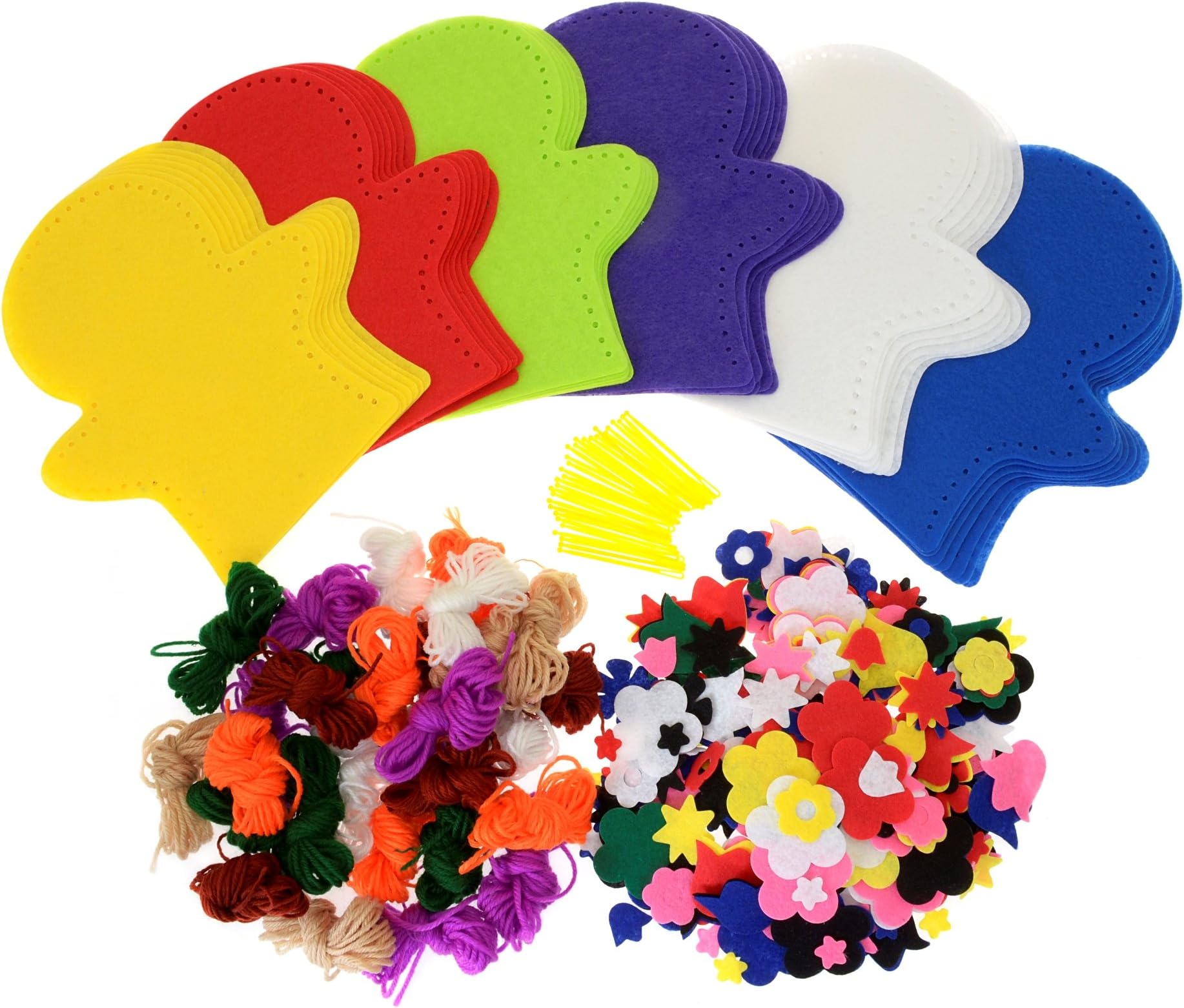 Scola Felt Hand Puppets, 30 Mini Kits, Assorted Colours and Accessories, Craft Projects, Children's Craft Projects, Ideal for Hobbyists and Kids