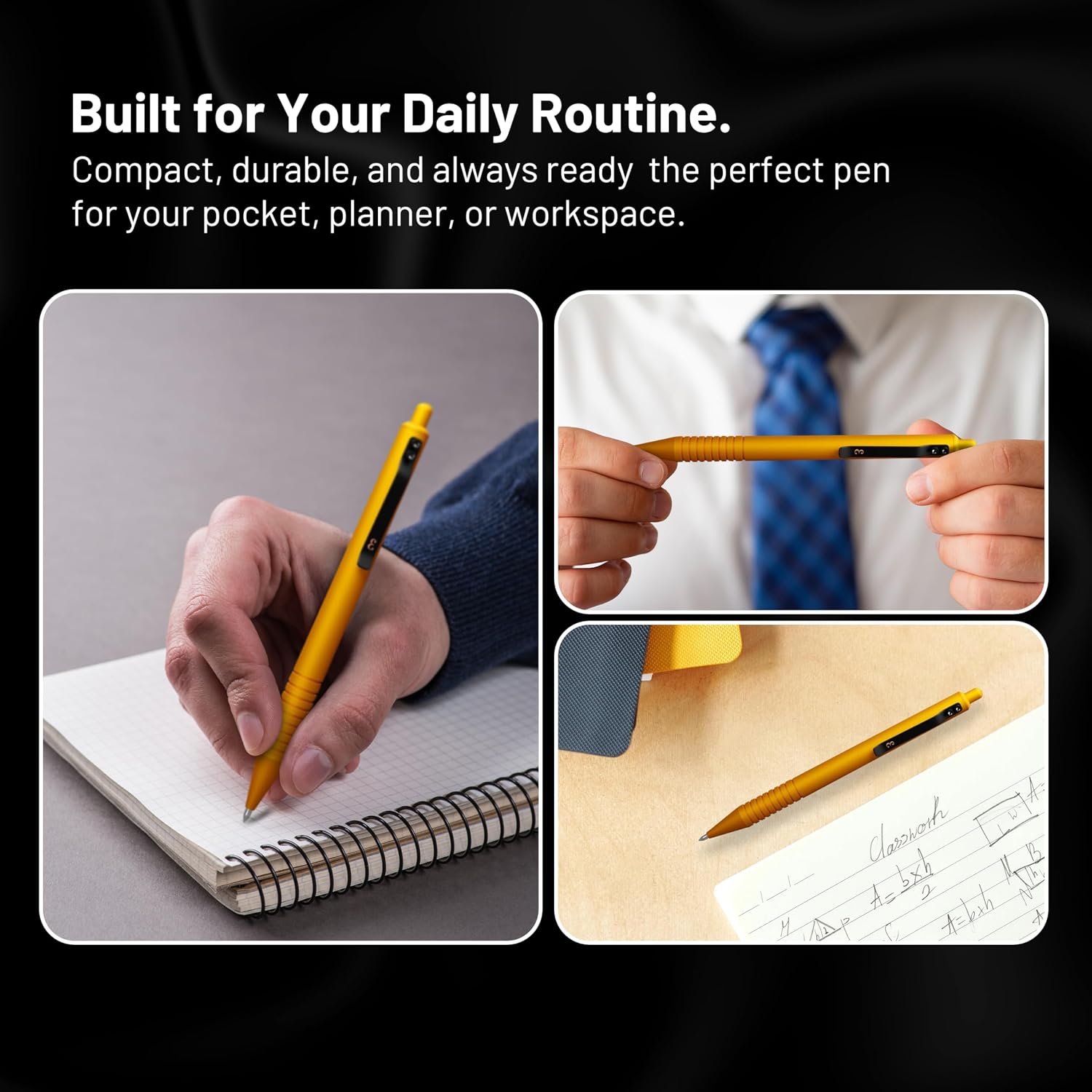 Everyman Amber Super Matte Grafton Pen & Refill Set | Refillable Metal 0.7mm Gel Pen with 3 Smooth Black Ink Refills | Premium EDC Writing Tool for Office, Work, Travel & Gifting