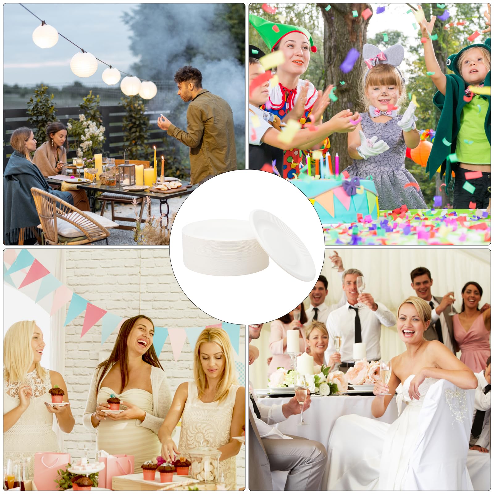 100 Piatti Di Carta Biodegradabili | Ø18 Cm, 250 G/m² - Per Feste E Picnic - Foto 5