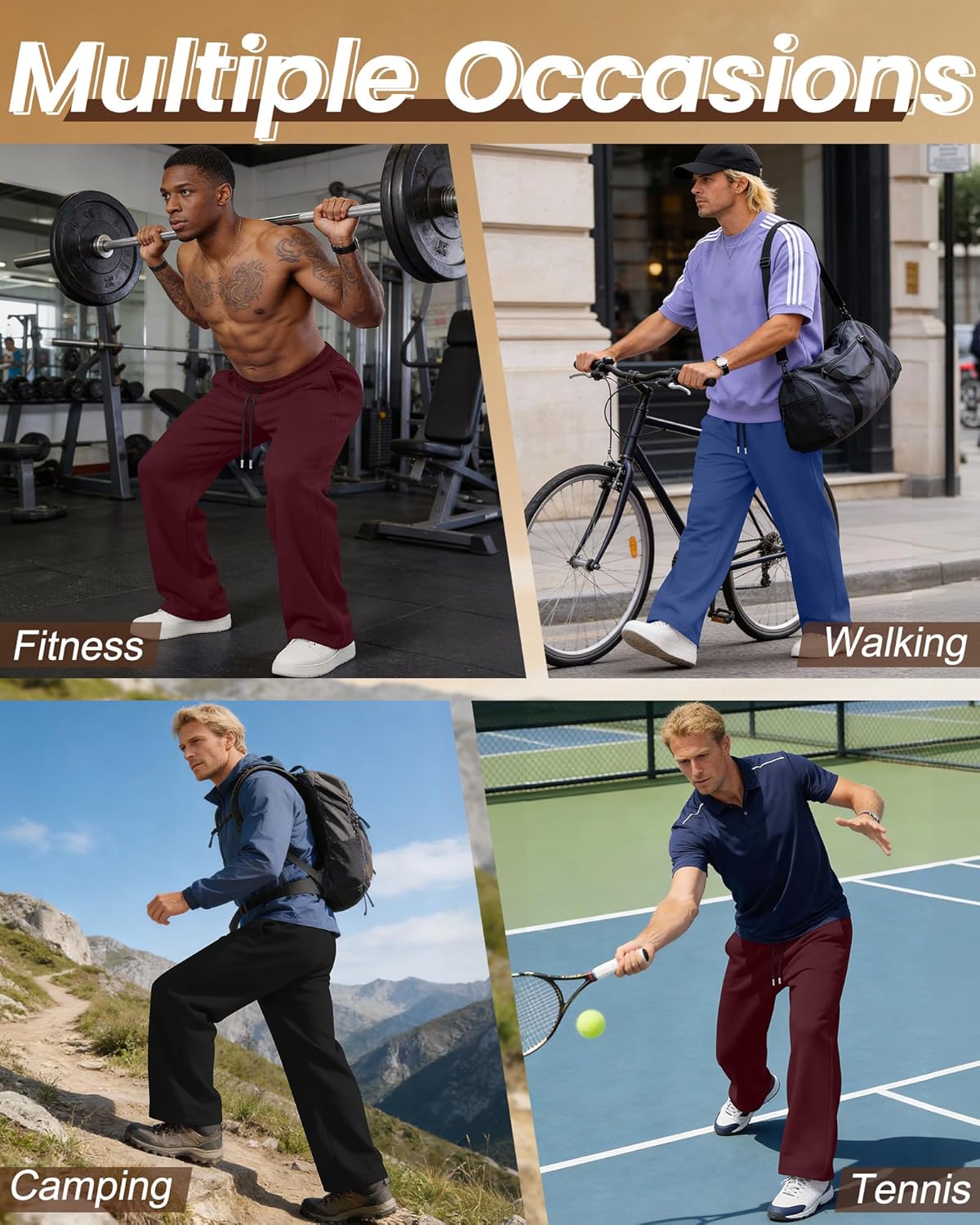 Neer 3 Pack Men's Sweatpants Lightweight Athletic Drawstring Open Bottom Pants Workout Running Lounge Pants with Pocket - Image 2