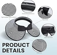 Vista 23 de Simplicity - Sombrero con protección solar UV UPF 50 para mujer, convertible en visera para playa