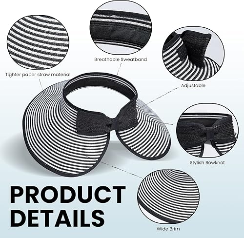 Miniatura 23 de Simplicity - Sombrero con protección solar UV UPF 50 para mujer, convertible en visera para playa