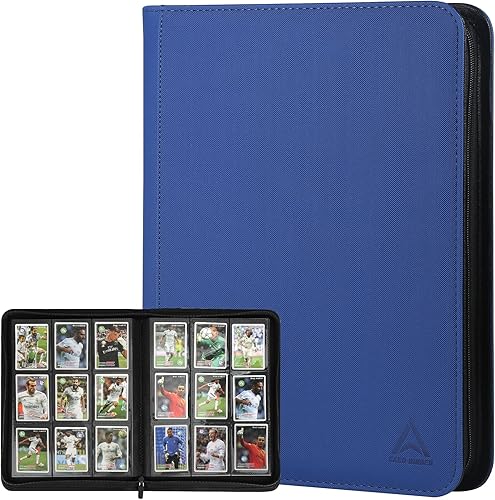 Miniatura 10 de Carpeta para tarjetas de 9 bolsillos, capacidad 540 con cierre de cremallera, de doble cara, resistente y elegante, protector de piel sintética para