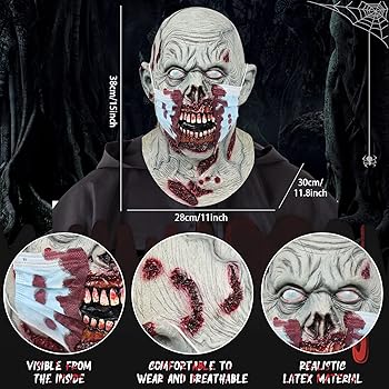 Amazon.com: Halloween Zombie Mask Horror Human Face Mask