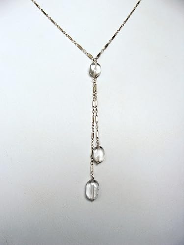 Miniatura 3 de Sexy lariat necklace, rock crystal quartz, slim minimalist style, décolletage necklace, adjustable length, handmade, Let Loose Jewelry