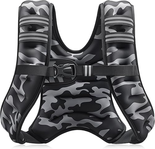 Miniatura 19 de ZELUS Chaleco con peso, chaleco de peso de 6 libras, 8 libras, 12 libras, 16 libras, 20 libras, 25 libras, 30 libras, con rayas reflectantes para