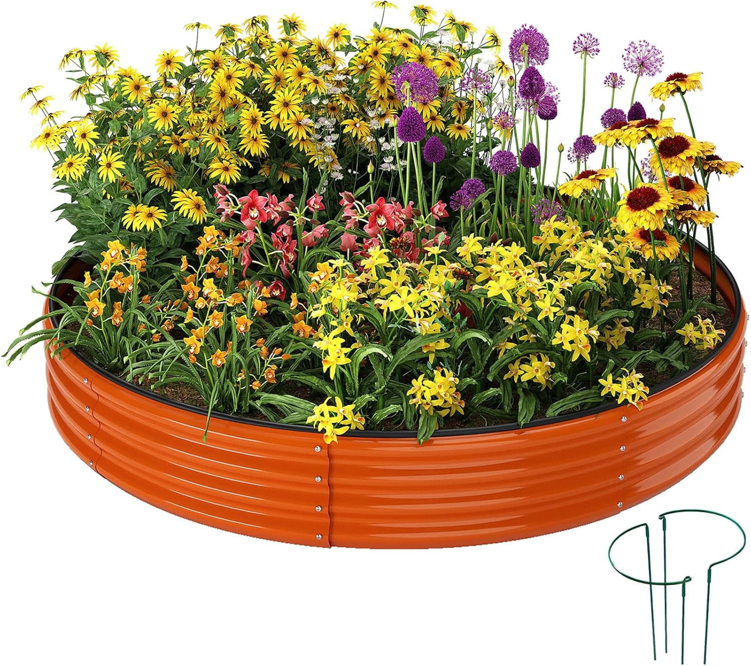 Amazon.com: ZFHgarden Galvanized Metal Planter Round Raised Garden Bed ...