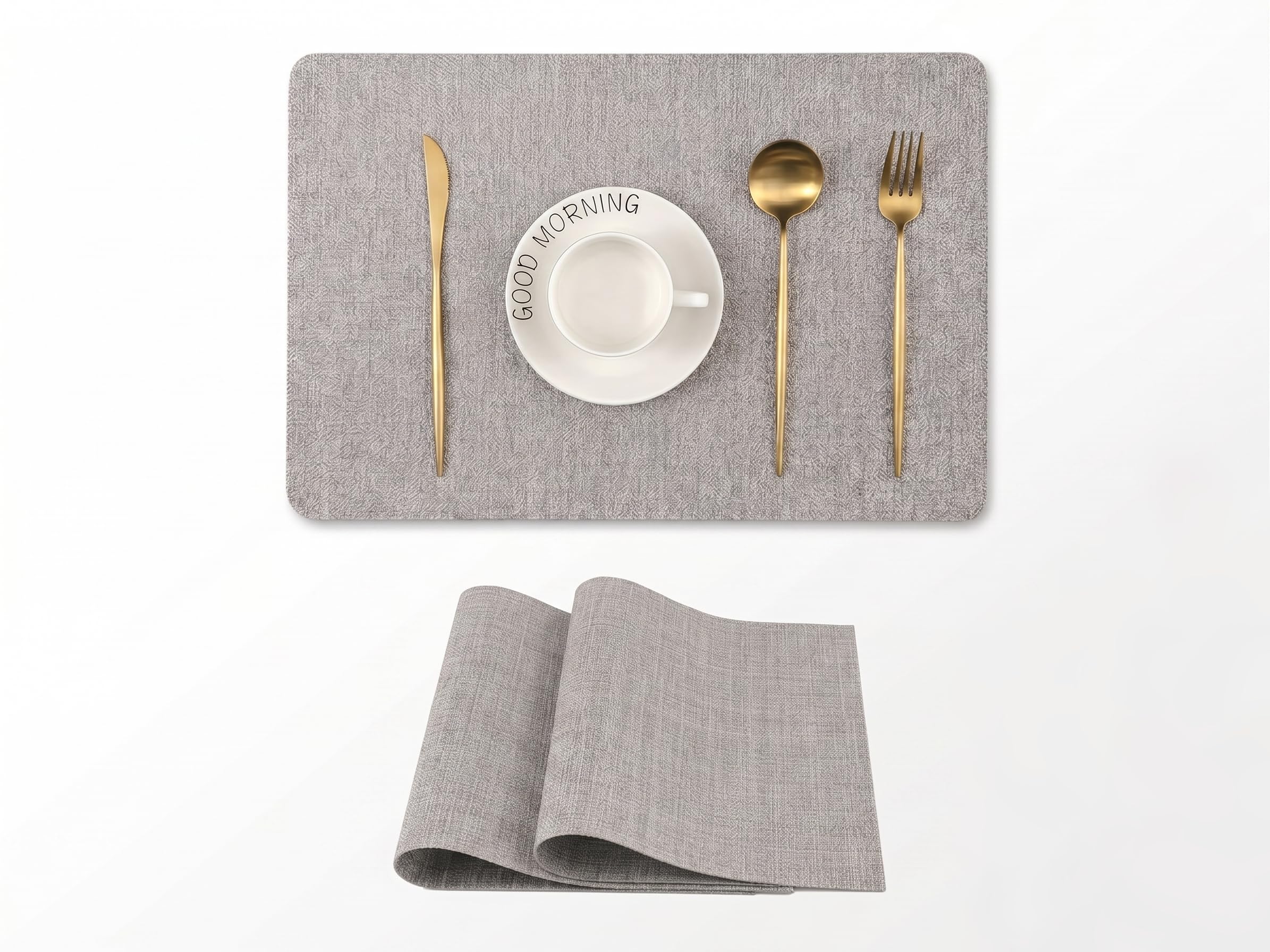 RichAxis Dining Table mat, Washable Table mats, PVC placemat for Kitchen, Non Slip Dining Table Accessories for Home, Rectangular Place Mat for Multiple Use (Set of 2, Grey) — Amazon image 23