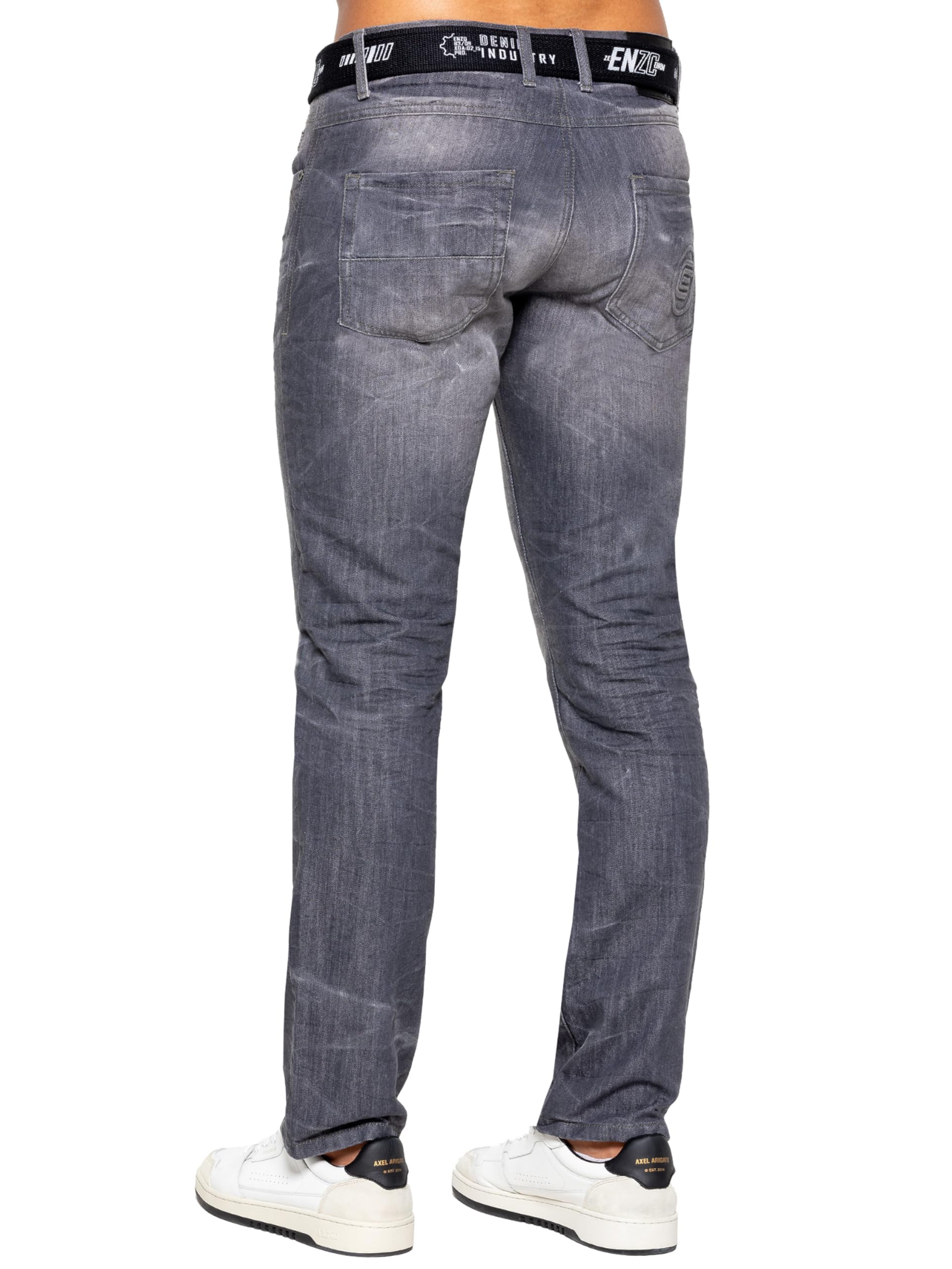 Pantalon Jeans Coupe Classique Coton Homme avec Ceinture