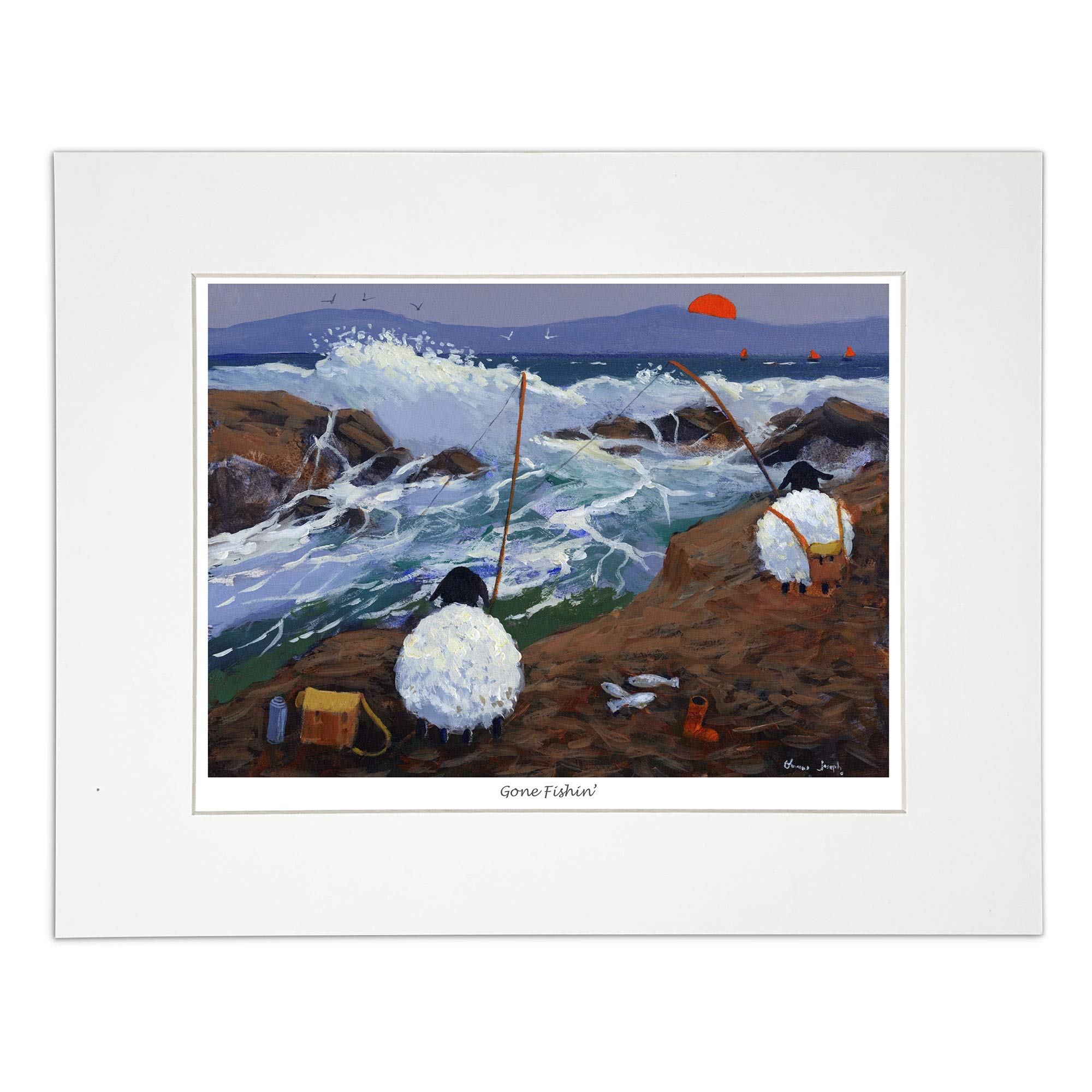 Tableau Sheep Art Thomas Joseph Gone Fishin impression montée de qualité pour salon - 6