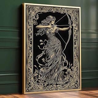Greek Goddess Painting Artemis Art Print Hunting Goddess Poster Artemis Moody Woman Wall Art Victorian Women Pictures Archer Girl Poster Hunting Goddess Wall Art Dark Academia Decor 16x24inch No Frame