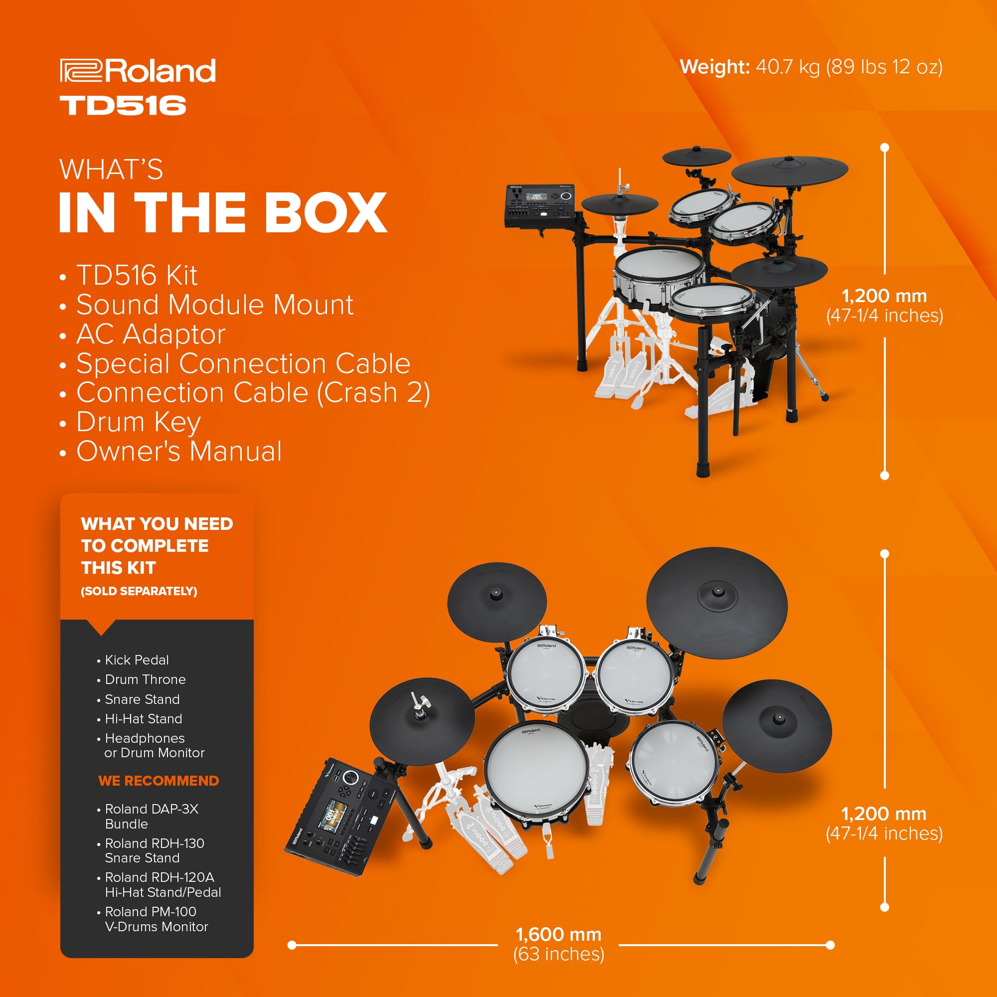 Amazon.com: Roland TD516 V-Drums | Compact 5 Series Mid-Level V
