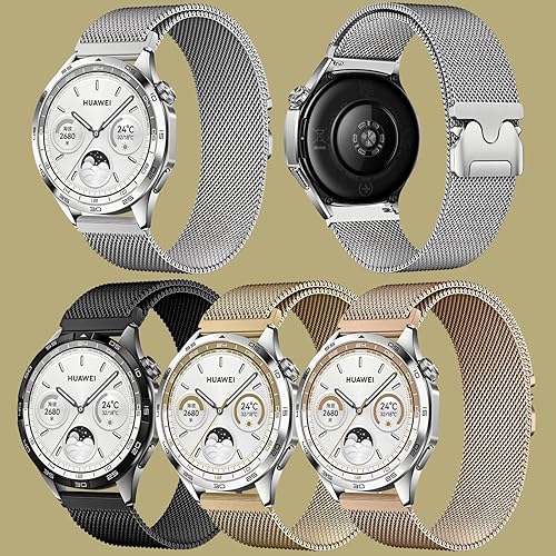 Miniatura 4 de 20mm Watch Band for Garmin Forerunner 55 165/ Amazfit Active 2, Quick-Release & Durable Smooth Metal & Adjustable Fit, Unisex plateado,Negro