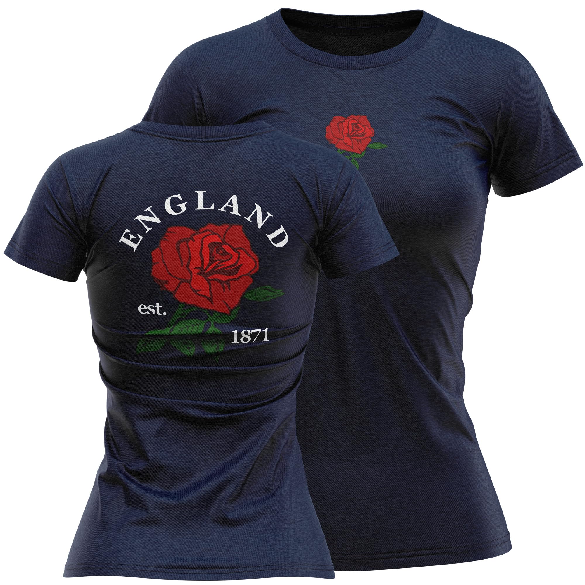 Camiseta de rugby de Inglaterra para mujer con insignia de rosa de Inglaterra 1871