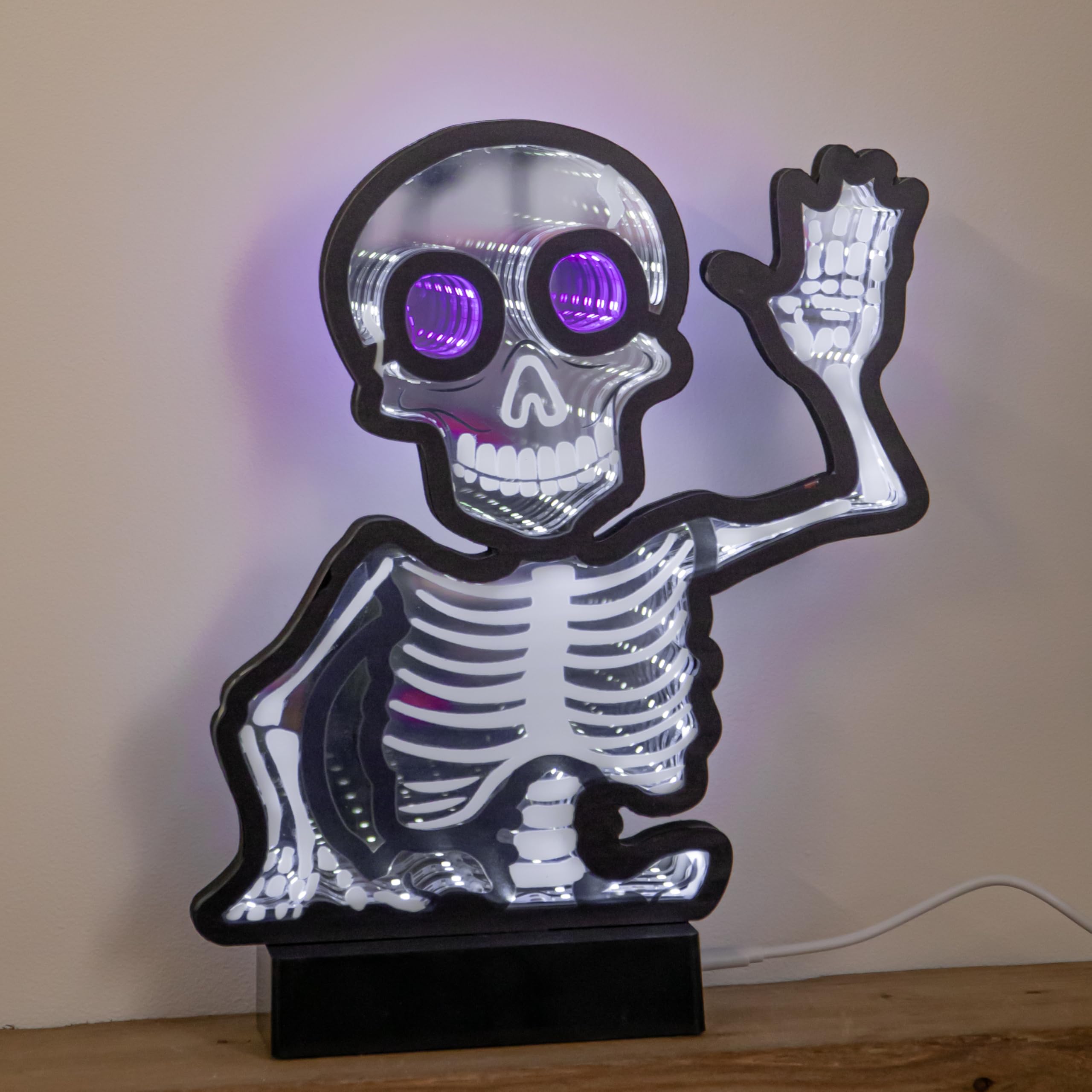 B&Q -  27Cm Battery Powered Light Up Halloween Skeleton Infinity Mirror With Leds
