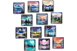 12 Piece Square Glass Travel Magnets