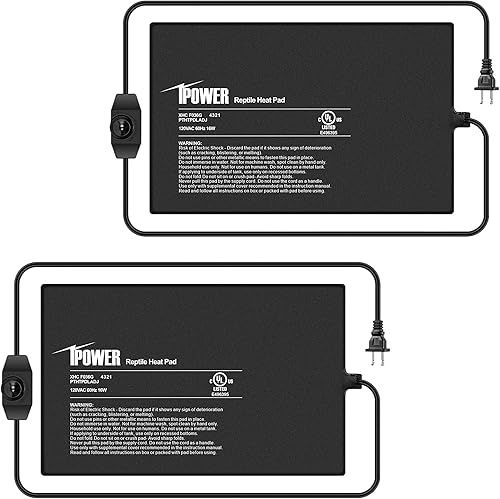 Vista 111 de iPower Almohadilla de calor para reptiles de 8 x 18 pulgadas, calentador de terrario para tortugas, lagartos, ranas y otros animales pequeños