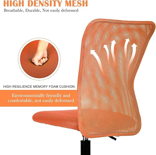 Miniatura 3 de Sillas ergonómicas, bonita silla de escritorio de oficina ajustable sin brazos con respaldo de malla y asiento grueso suave, cómoda silla giratoria