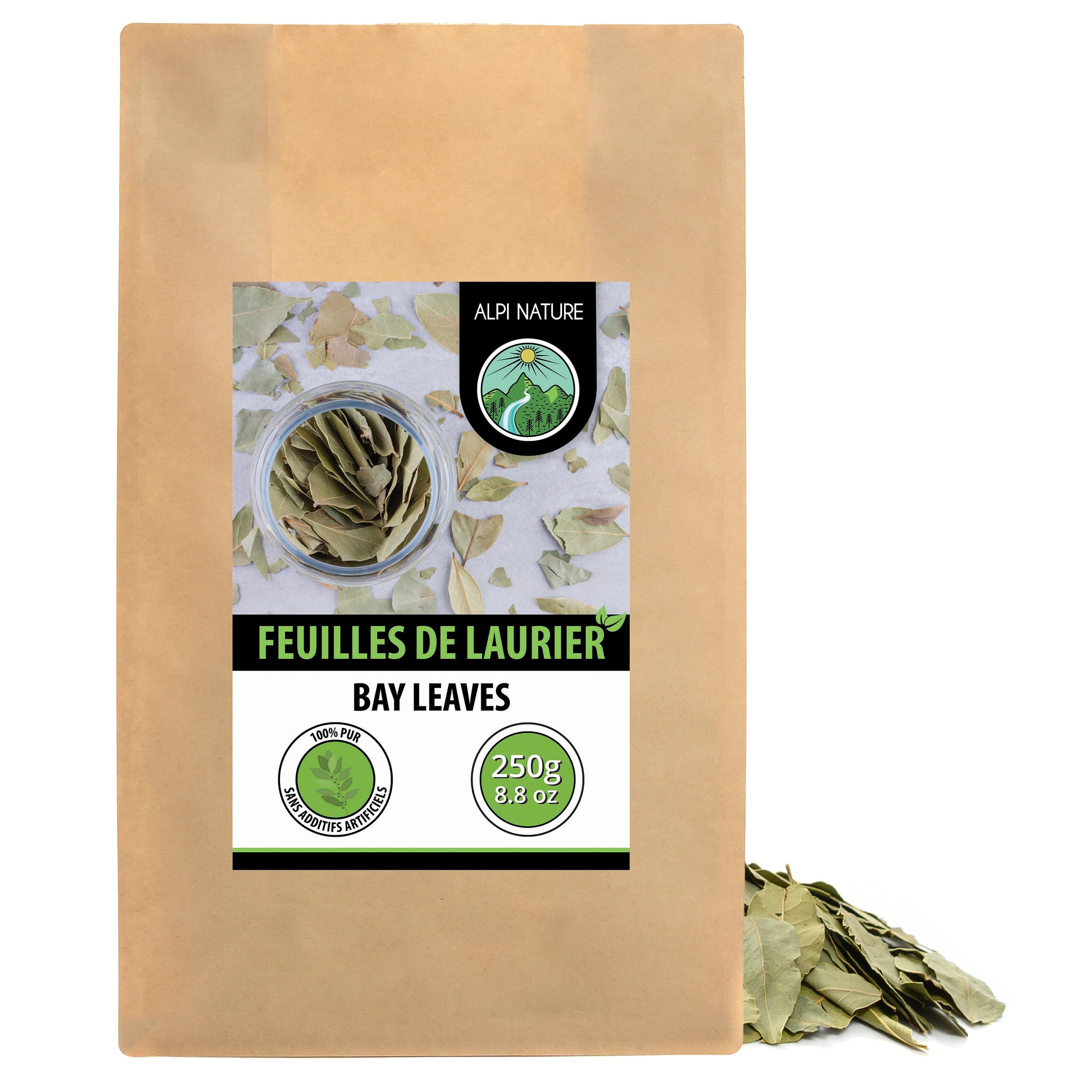 Alpi Nature Feuilles de Laurier 250g, Feuilles Entières Séchées, Épice de Laurier pour la Cuisine