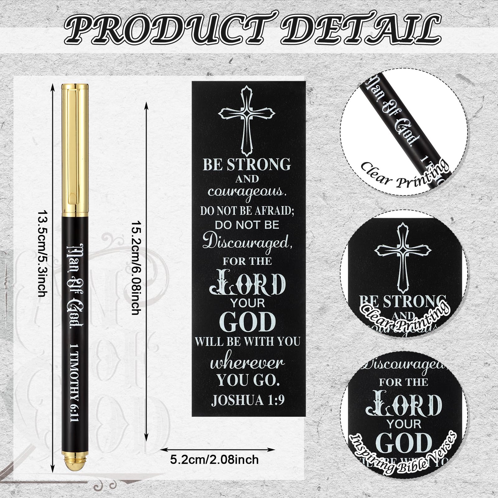 Fuyoooo 4 Pcs Christian Gifts for Men Father's Day Pastor Appreciation Gifts Vintage Leather Hardcover Notebook 1 Timothy 6:11 Religious Bible Verse Pen Joshua 1:9 Bookmark & Box(Man of God,Black)