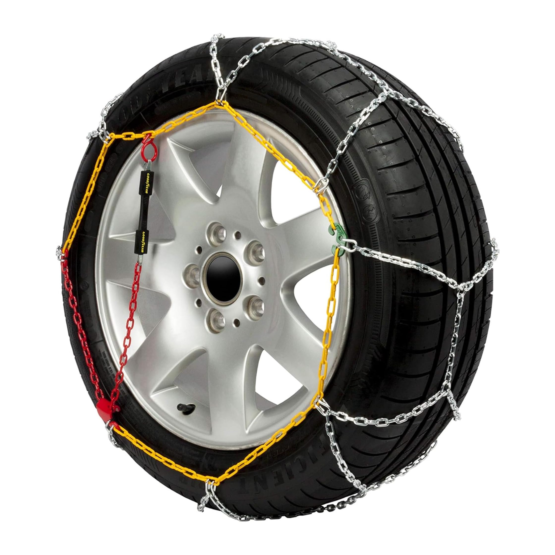 Jeu de 2 Chaînes à Neige en Métal de 9 mm pour Voiture Taille 90 avec Tendeur Automatique Goodyear