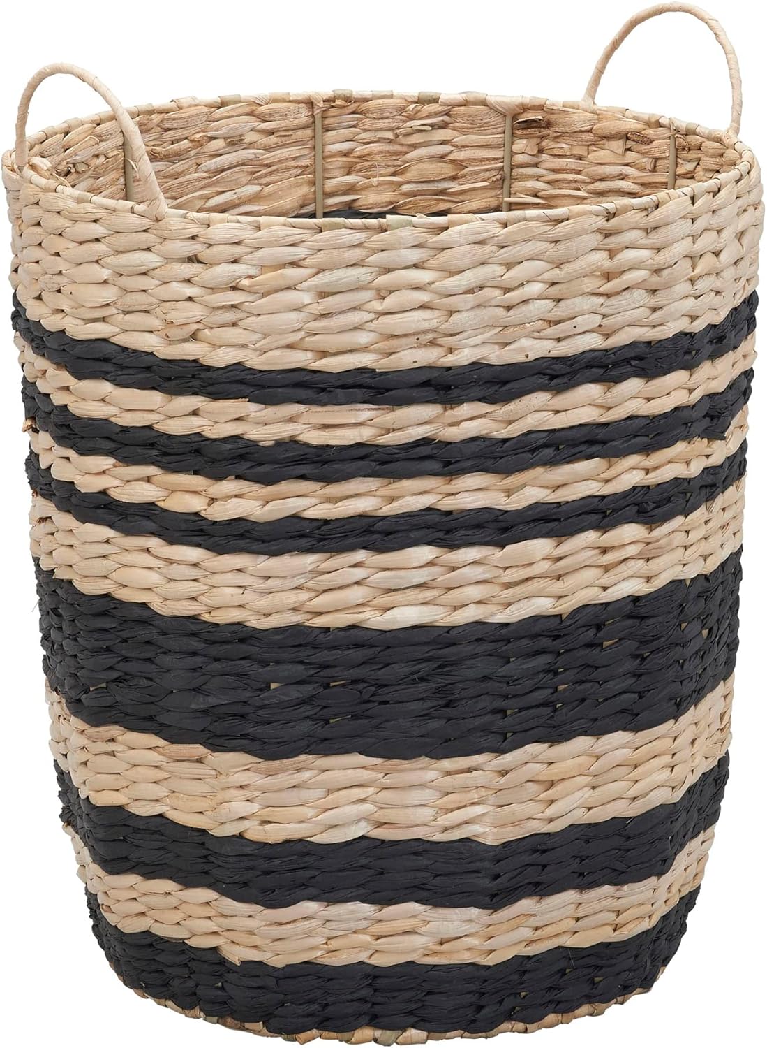 Household Essentials Cattail and Paper Multi Band Basket, Natural and Black