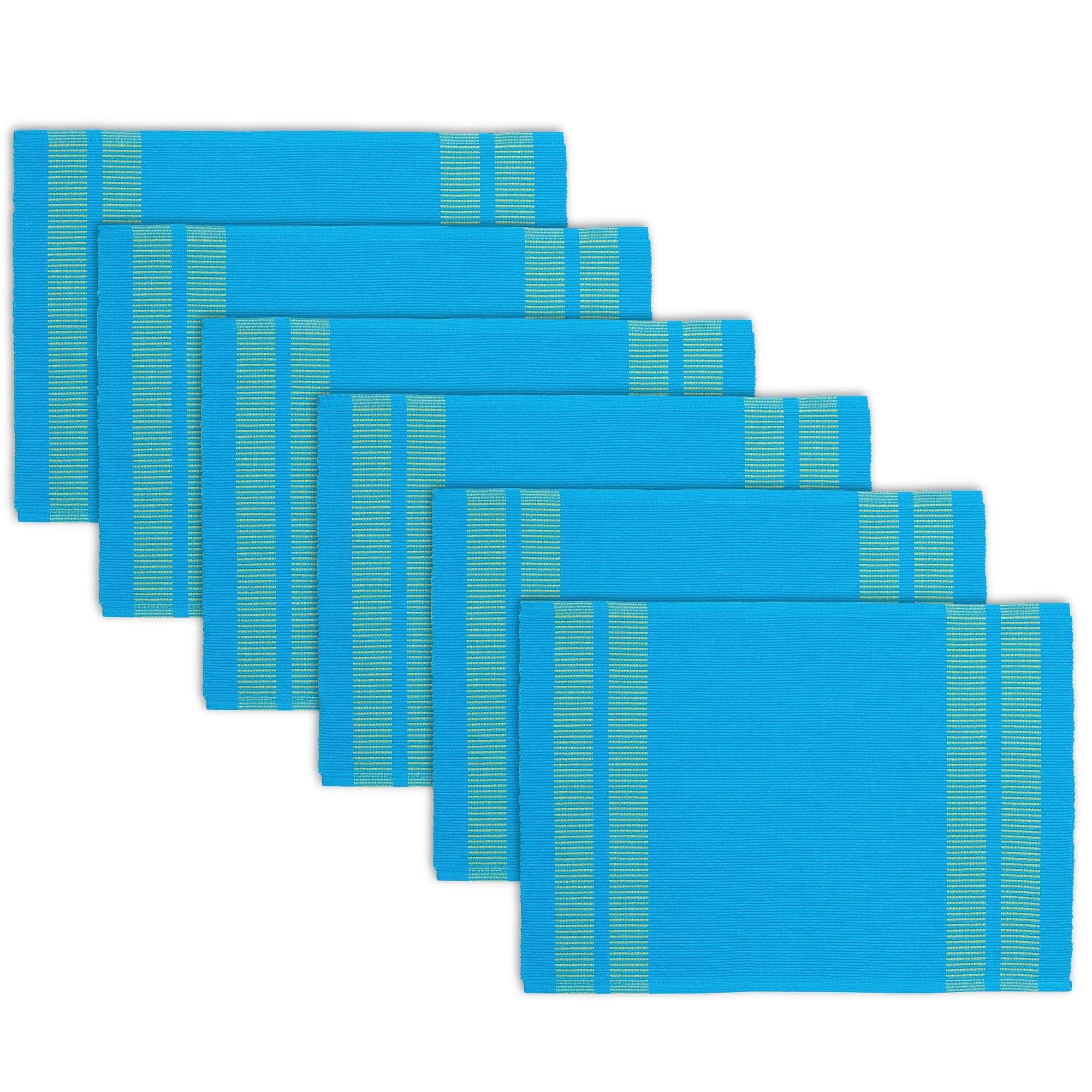 Encasa XO Dining Placemat Set of 6, Ladder Turq Blue, 46x32 cm (Set of 6)