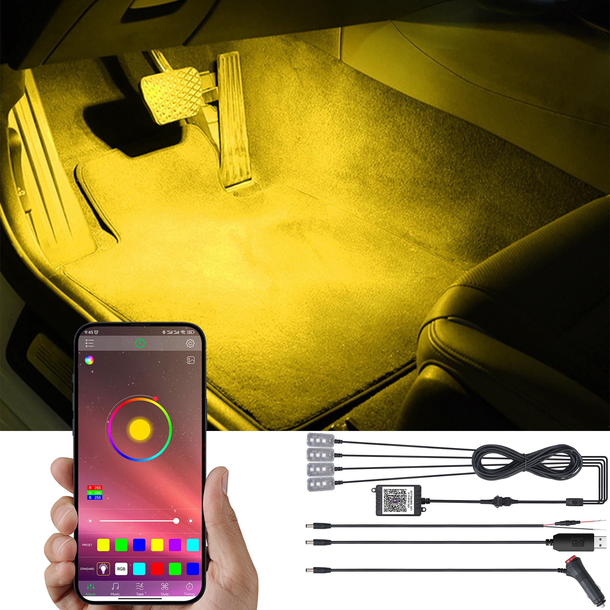 Kit Illuminazione Auto Fibra Ottica - 6m, 64 Colori, App E Telecomando | Atmosfera LED Interni Con Sincronizzazione Musicale - Foto 12