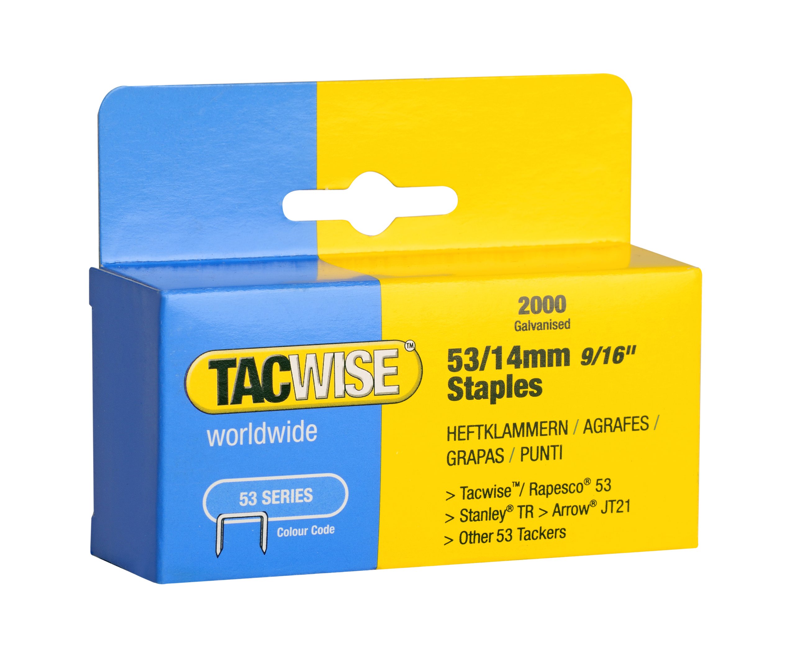 0338 Type 53 / 14 mm Galvanised Staples, Pack of 2000