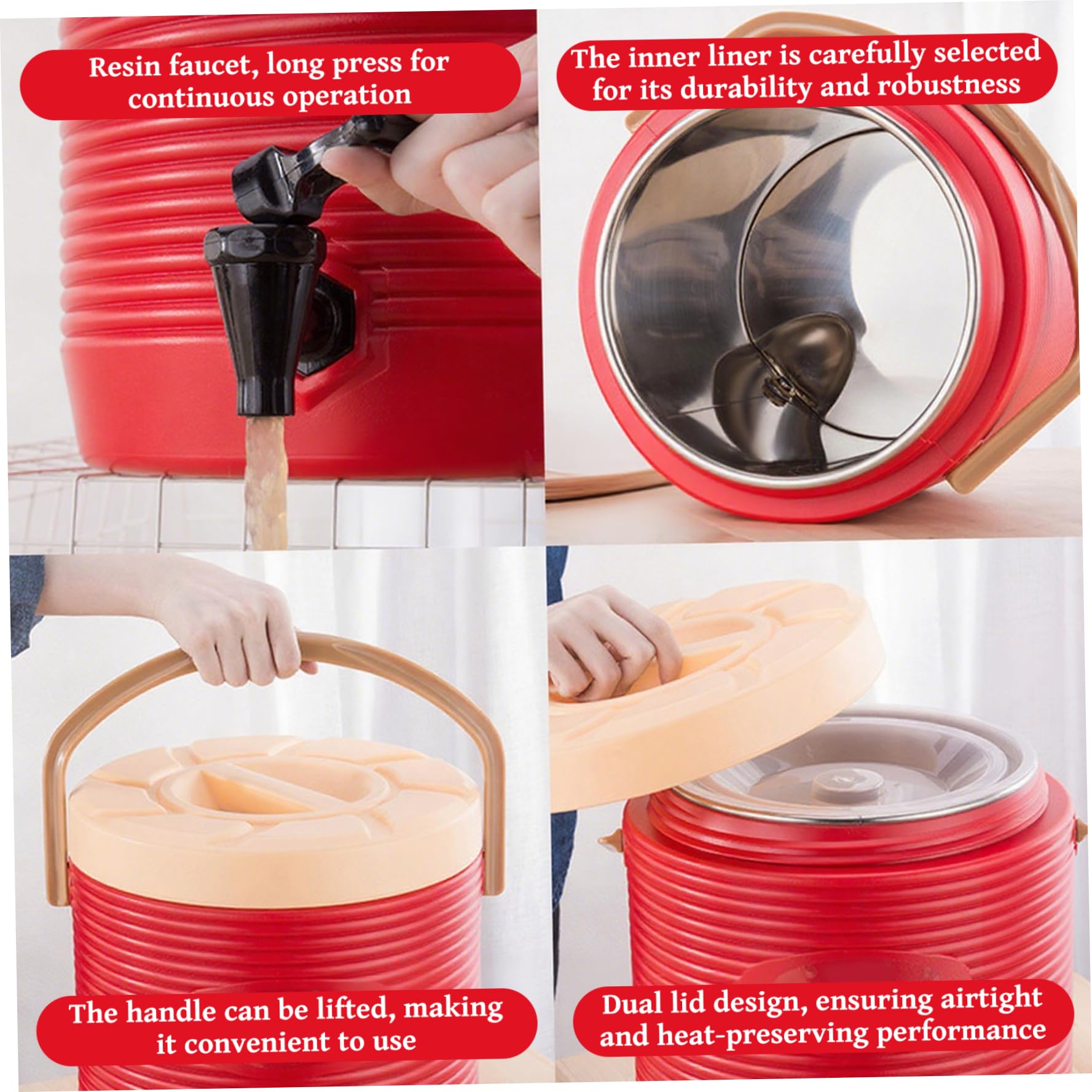 Dispensador de bebidas aislado con grifo Dispensador de bebidas frías y calientes de 2 galones con interior de acero inoxidable Jarra de agua aislada portátil para café, té, leche con chocolate