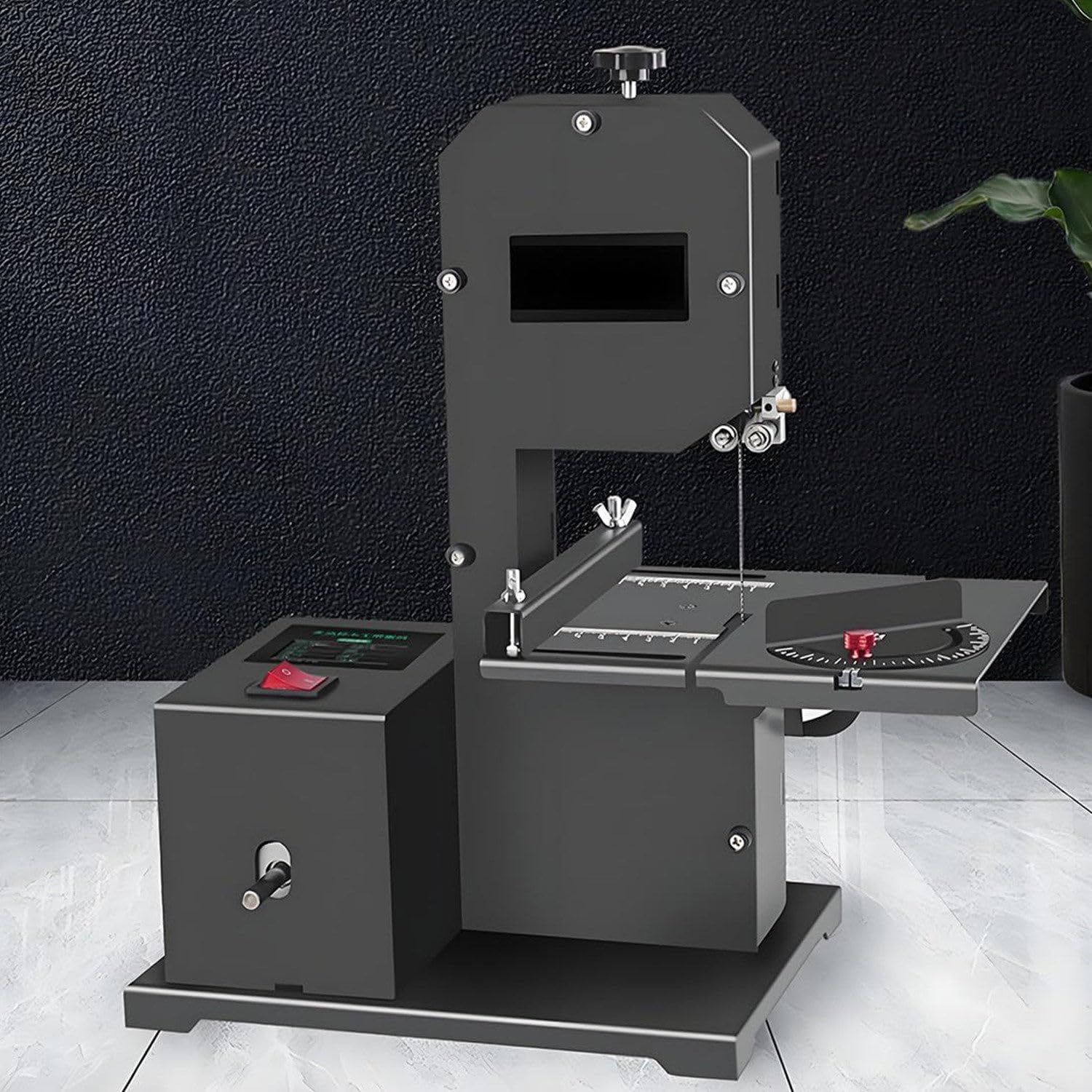 Sierra De Cinta De Mesa Profesional para Pequeños Talleres, Motor De 800 W, Altura De Corte De 70 Mm, Garganta De 90 Mm, Cortes Rectos Y Curvos, Mesa Metálica Inclinable (0-45°)