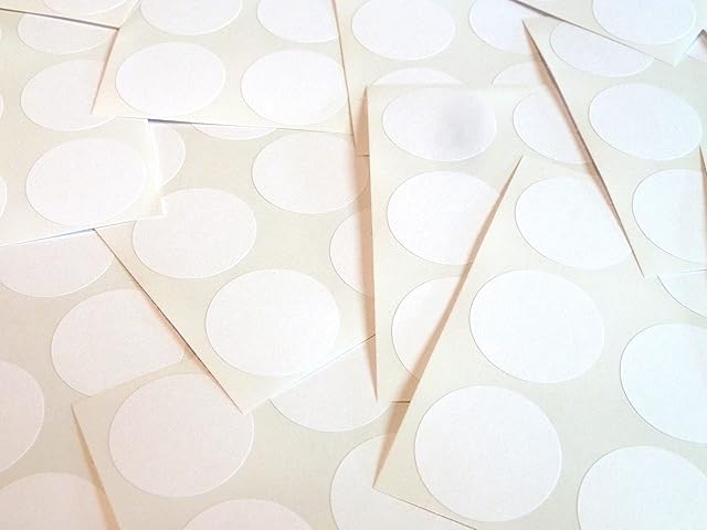 100 White Round Stickers - Sticky Coloured Self Adhesive Labels for Colour Coding