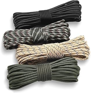 FINEASY 4 Piezas Paracord 550 60m, Cuerda Paracord 4mm 7 Core Strands, Cuerda Escalada Resistente a Desgarros, Cuerdas para DIY Pulsera Paracord, para Supervivencia Escalada Camping-4 Colores