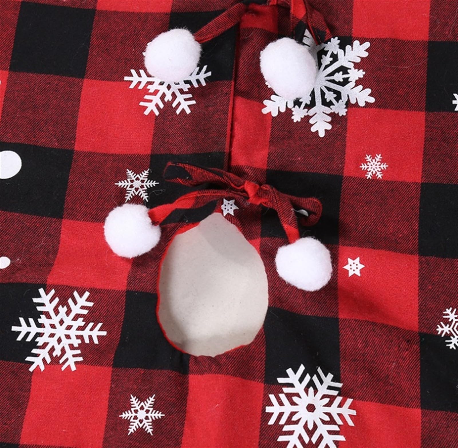 Tapis de Sapin de Noel Jupe d'arbre De Noël 48 Pouces avec Motif Flocon Neige, Côtés en Fourrure, Jupes Ferme pour La Décoration Couvre-Pied d'arbre