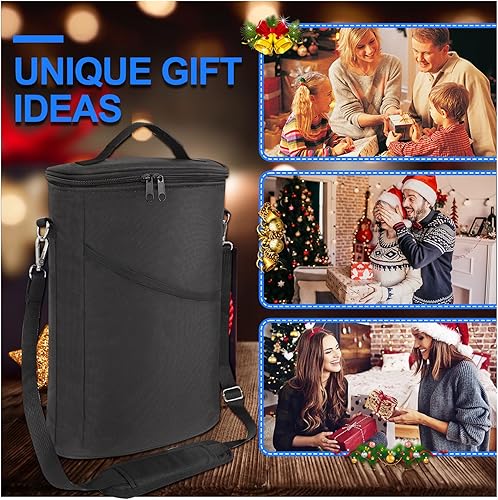 Miniatura 7 de bruwaa Bolsa enfriadora de vino para 2 botellas, a prueba de fugas, acolchada, con asa y correa de hombro ajustable, para viajes, degustación de