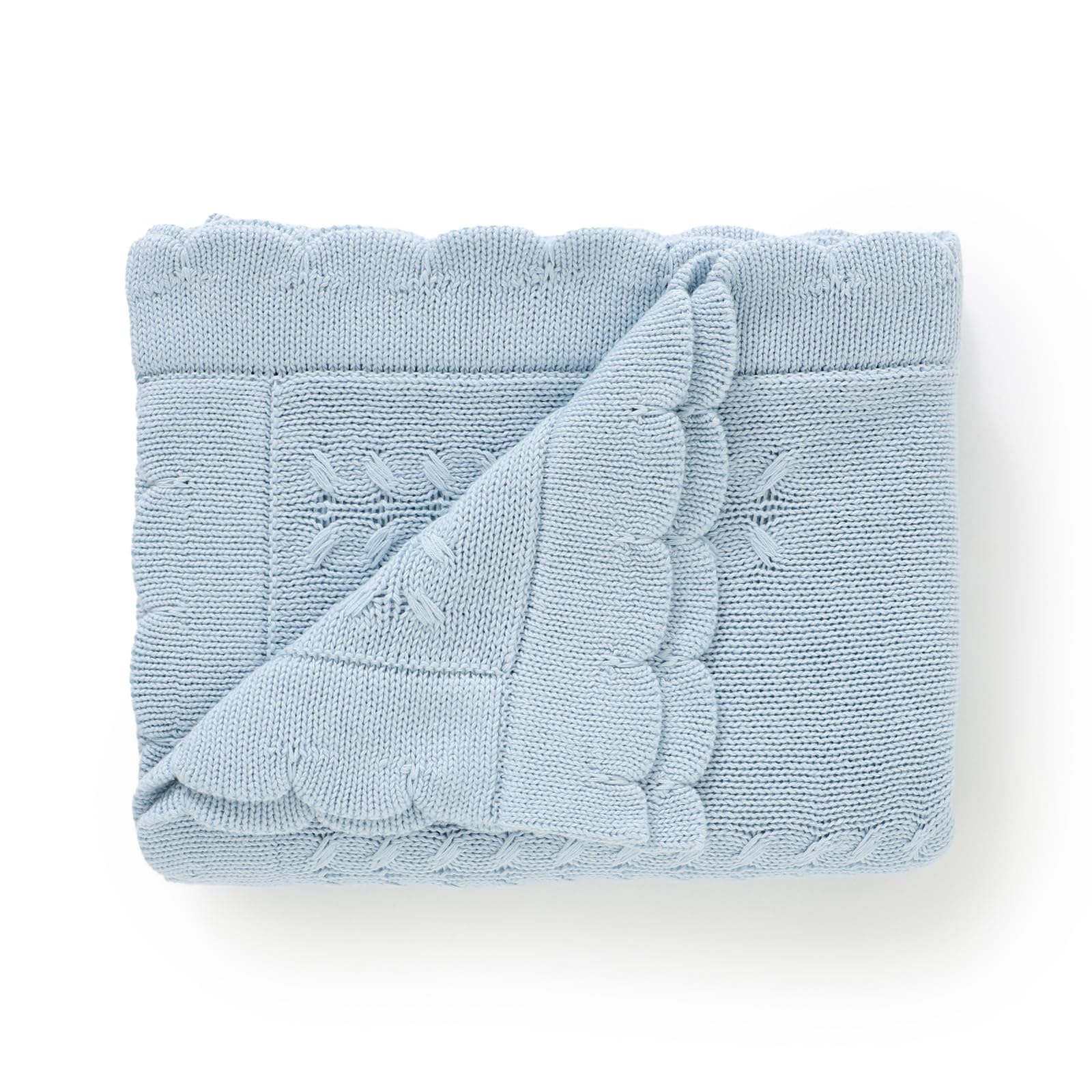 DovFanny Cotton Crochet Knitted Baby Blanket Soft Swaddling Blanket for Newborn Infant Boys & Girls, Fits Cot, Crib, Moses Basket, Pram