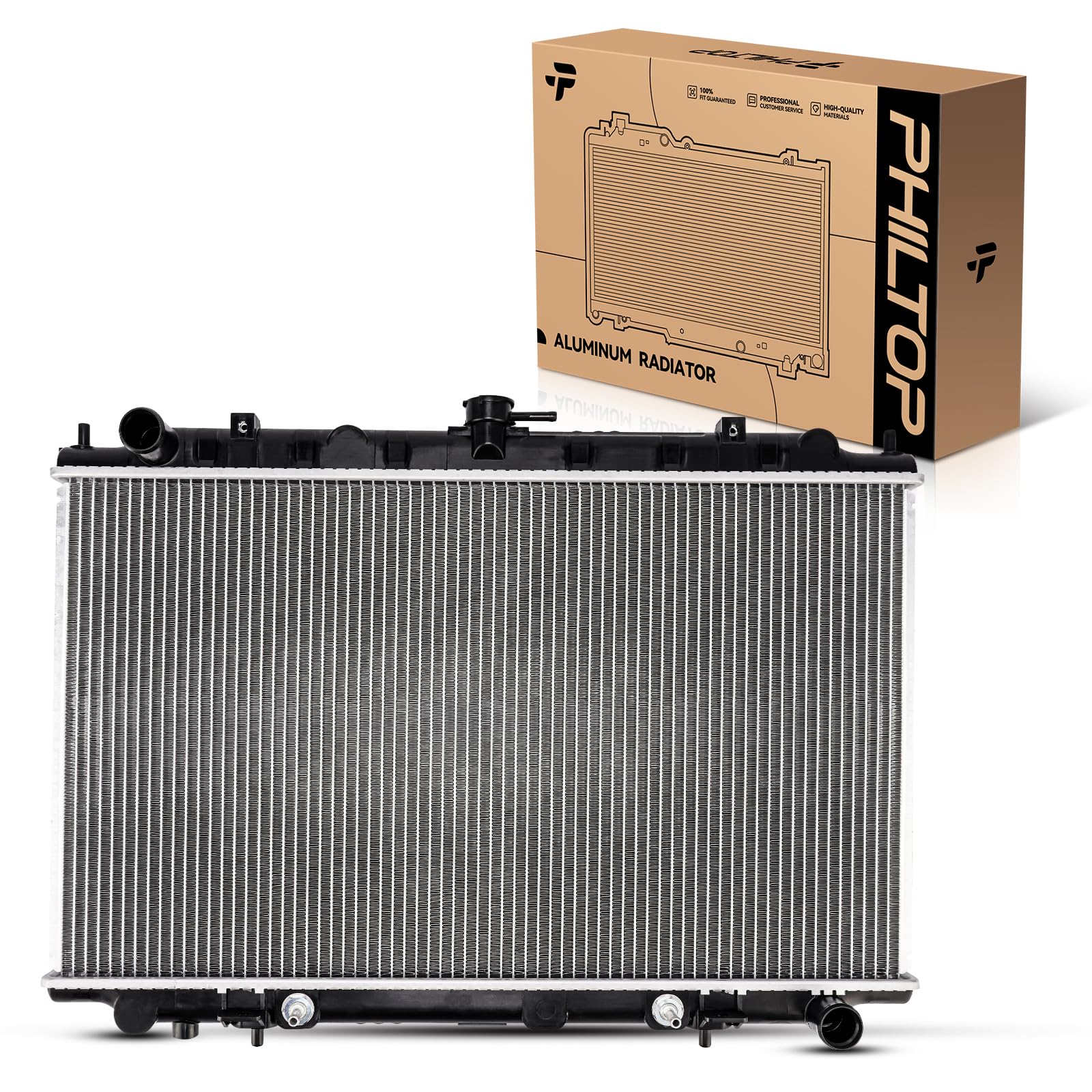 PHILTOP Core Radiator Compatible with 1995-1999 Maxima, 1996-1999 I30 Transmission Oil Cooler Included