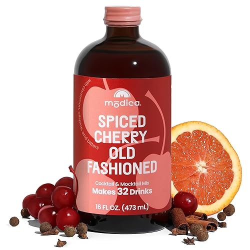 Modica Tart Cherry Old Fashioned Cocktail & Mocktail Mix (prepara 32 bebidas) con superalimentos, vitaminas y electrolitos