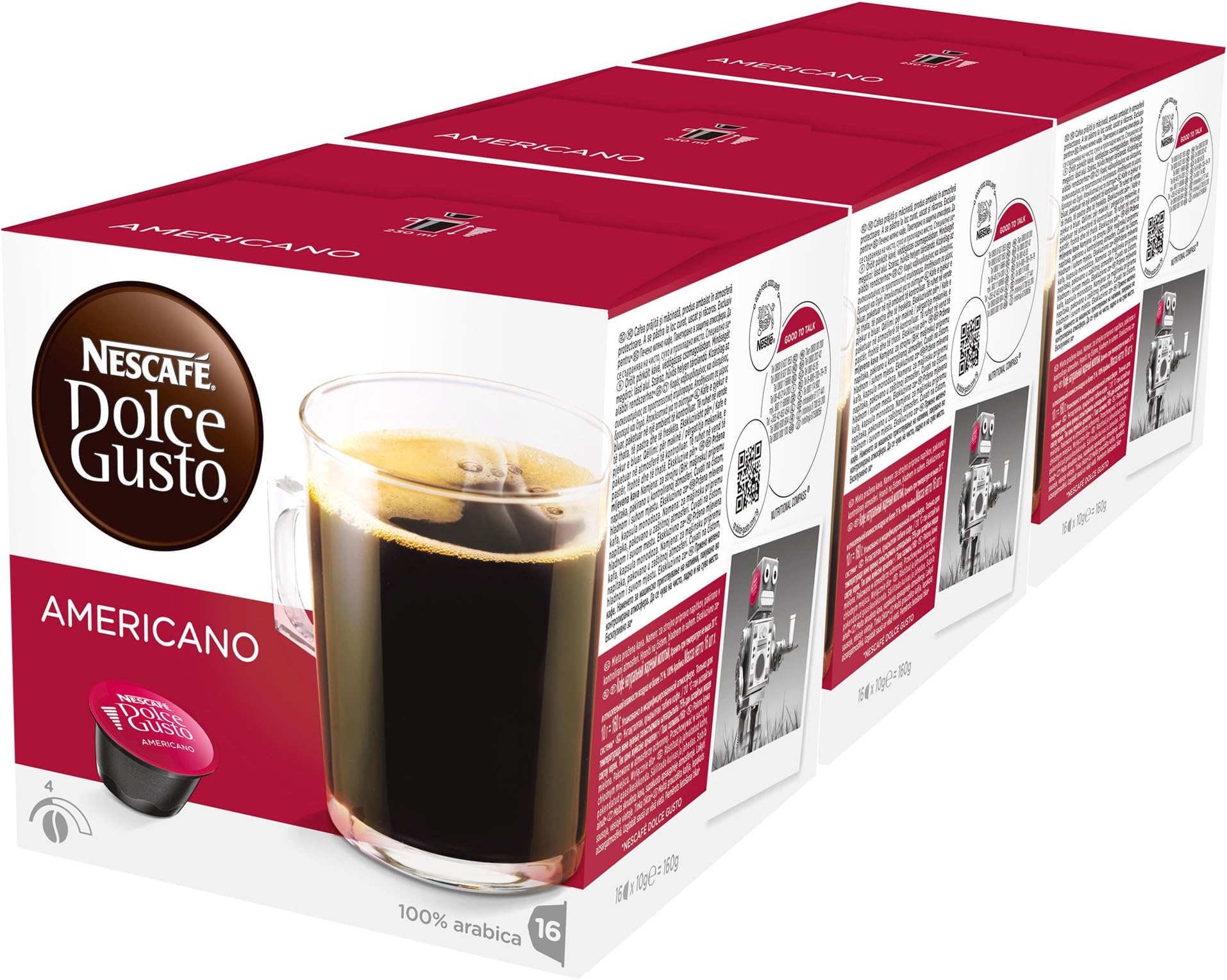 NESCAFÉ Dolce Gusto Caffè Americano, Pack of 3 (Total 48 Capsules, 48 Servings)