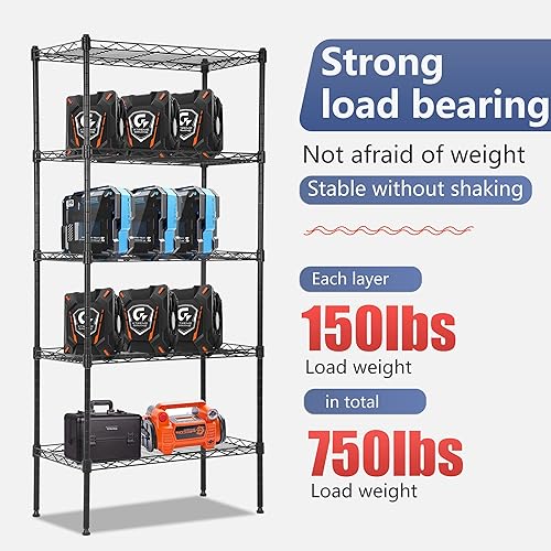 Vista 141 de FDW - Estantería metálica : 6 estantes de alambre de acero resistente ajustables, con ruedas, 48 pulgadas (L) x 18 pulgadas (An) x 76 pulgadas (A)