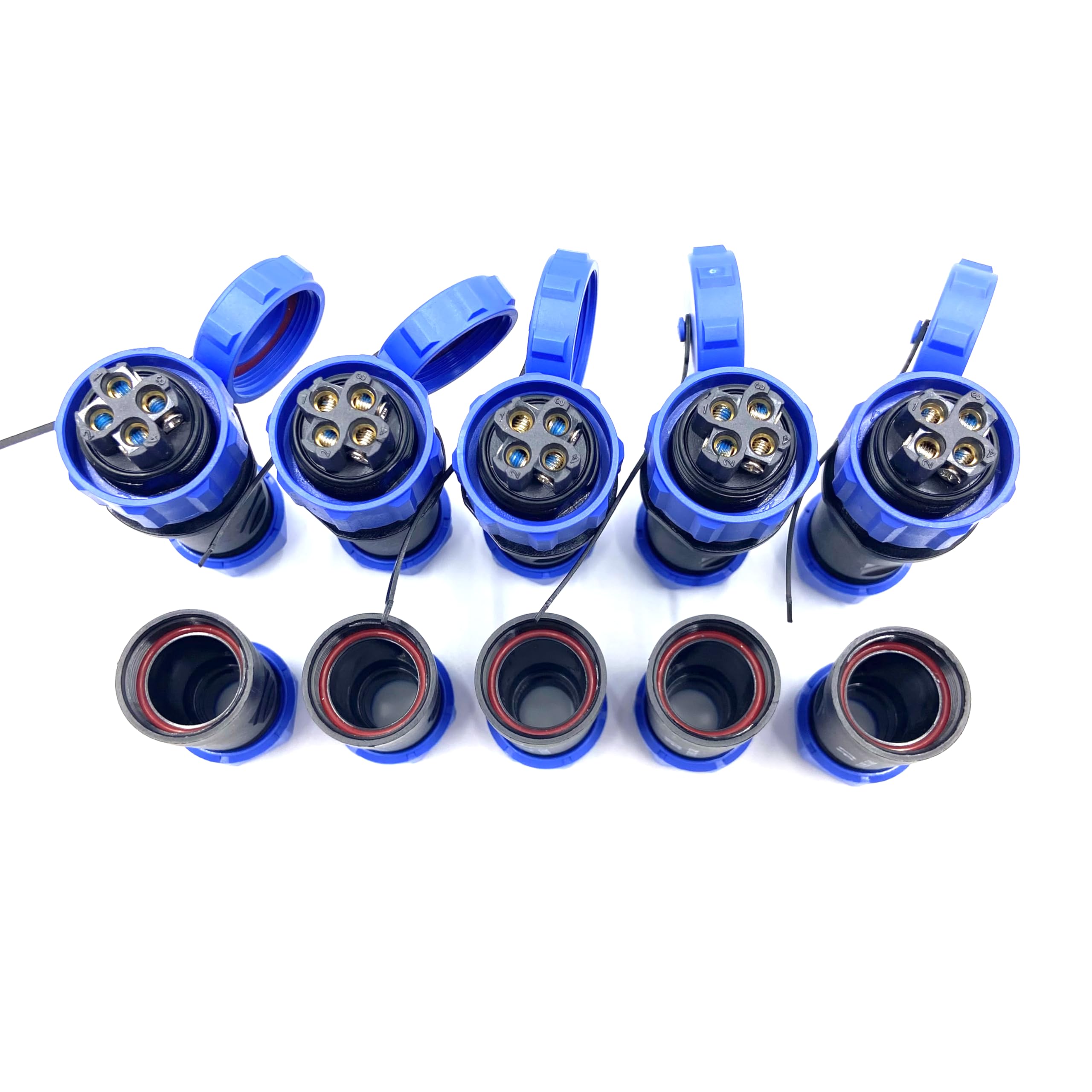 5 connecteurs pour aéronautique SP21 4 pôles, IP68 4 broches, prise aviation sans soudure, prise étanche pour lampes extérieures, 500 V 30 A (12 AWG câble à vis sertissage)