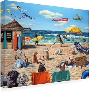 Wrapped Canvas Wall Art - Lucia Heffernan 'Dog Beach' Wall Art for Living Room, Bedroom, or Office Décor - 14x19