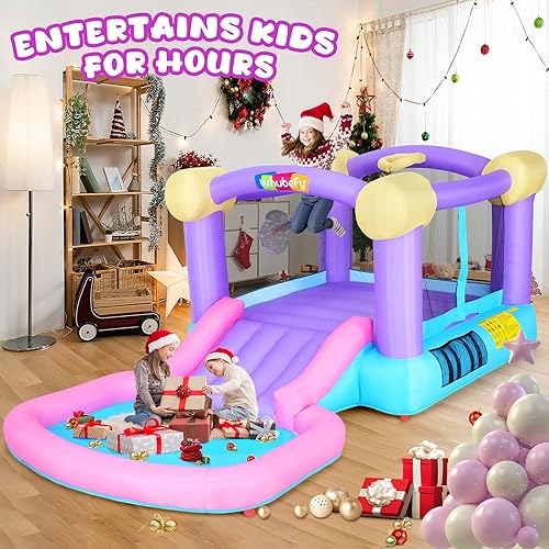 Miniatura 7 de Whubefy Casa inflable de rebote para niños pequeños con pozo de pelotas, casa de rebote para interiores y exteriores, parque de salto y
