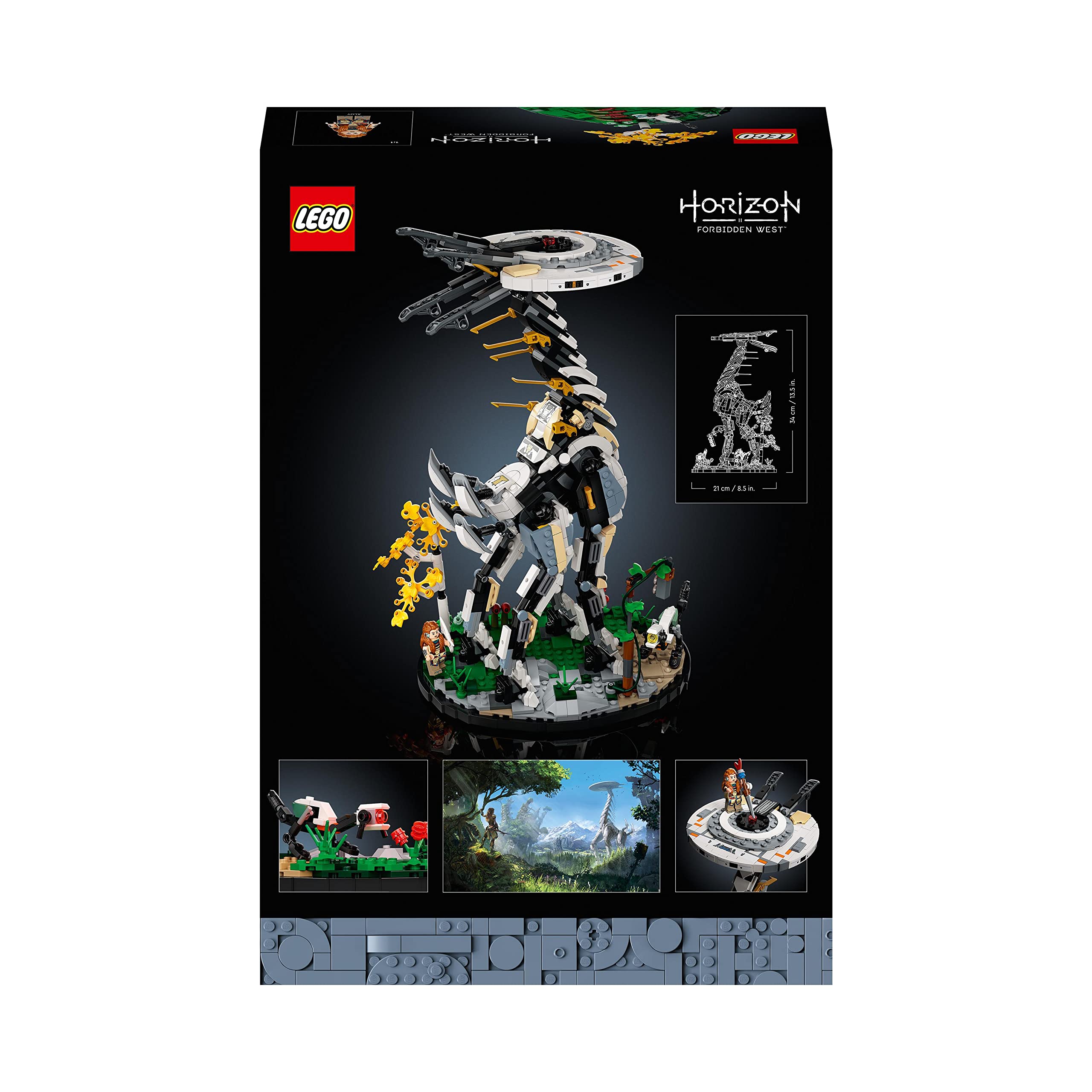 LEGO Horizon 76989 Forbidden West: Żyraf: Zestawy do budowania, Klocki, model popularnej maszyny z podstawką do ekspozycji oraz figurką Aloy i figurką czujki, dla dorosłych graczy (1222 elementy)