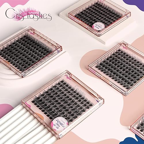 Miniatura 7 de 96 unidades, racimos de pestañas rizadas en D de 0.394 pulgadas (0.394 in), pestañas individuales de aspecto natural, racimos de pestañas Rizo plano