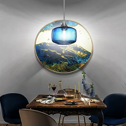 Miniatura 5 de 1 lámpara colgante de isla de cocina para interiores, 7.75 pulgadas, lámpara colgante de techo de vidrio sembrado antiguo, moderna casa de campo,