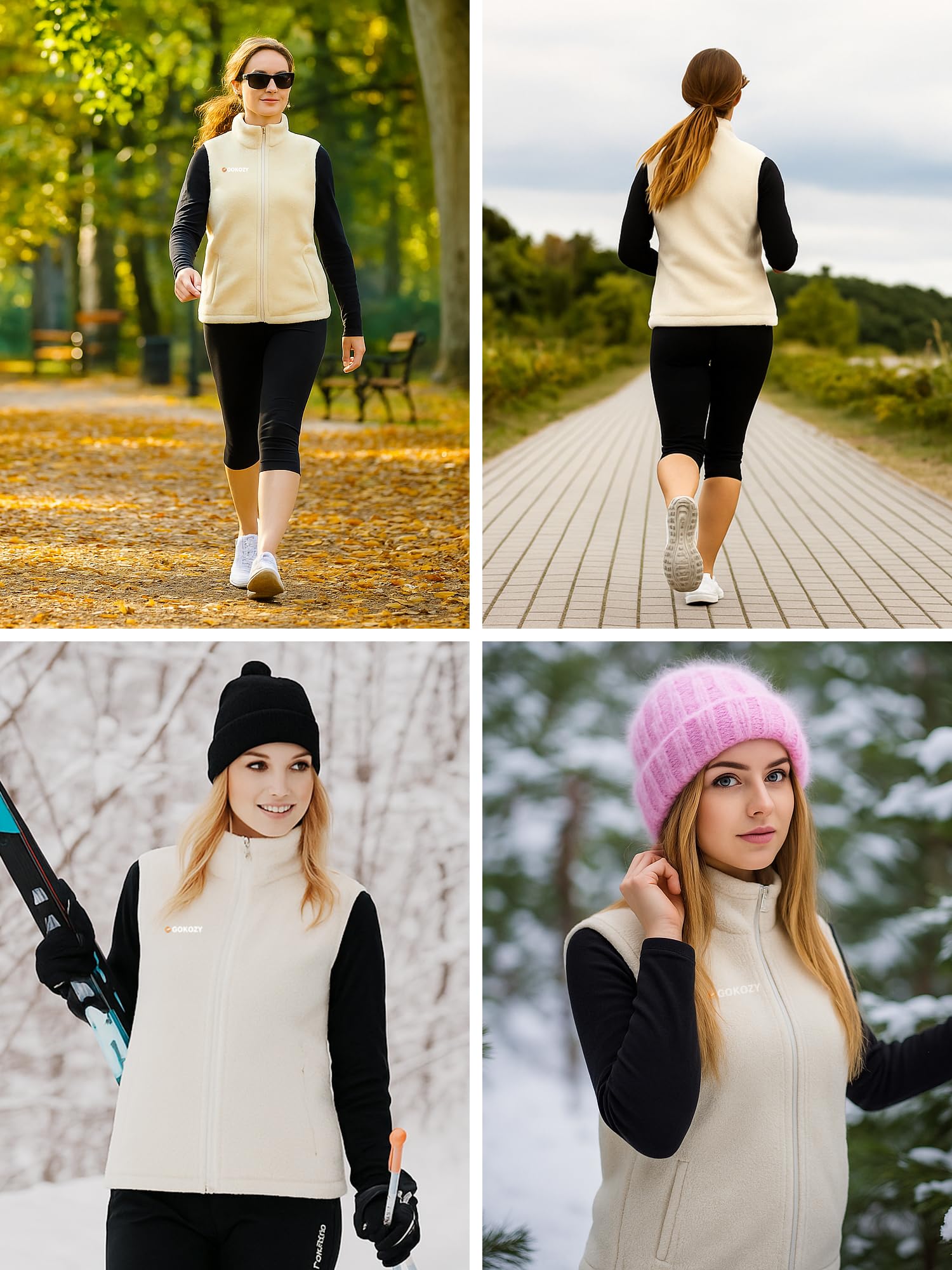 Gokozy Gilet Chauffant Électrique avec 7.4V Batterie ，Fleece Sherpa gilet chauffant femme 11 zones veste chauffante pour les Sports de Plein Air