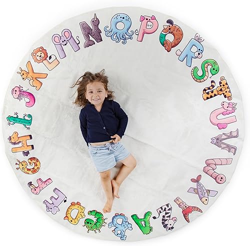 Alfombra ABC para niños XL de 72 pulgadas, niños pequeños y bebés, uso en guardería y aula para aprender el alfabeto, alfombra de guardería,